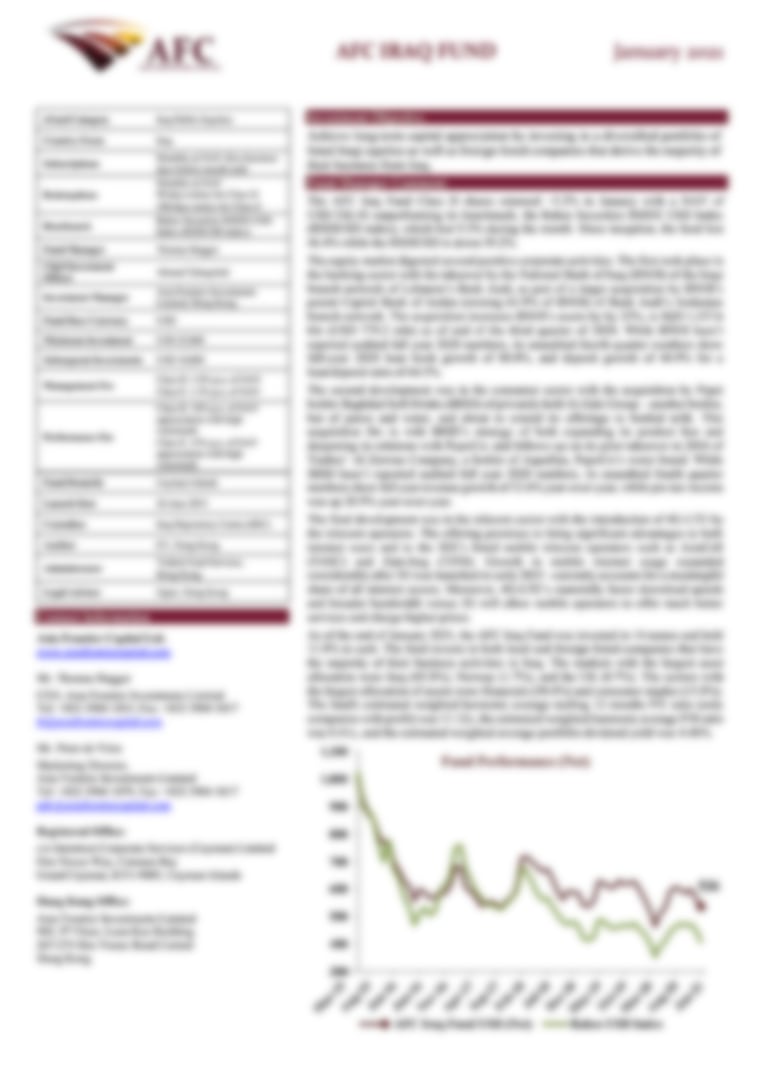 AFC Iraq Fund - Performance Update (January 2021)