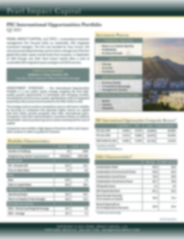 Pearl Impact International - Firm Tear Sheet Q2 2021