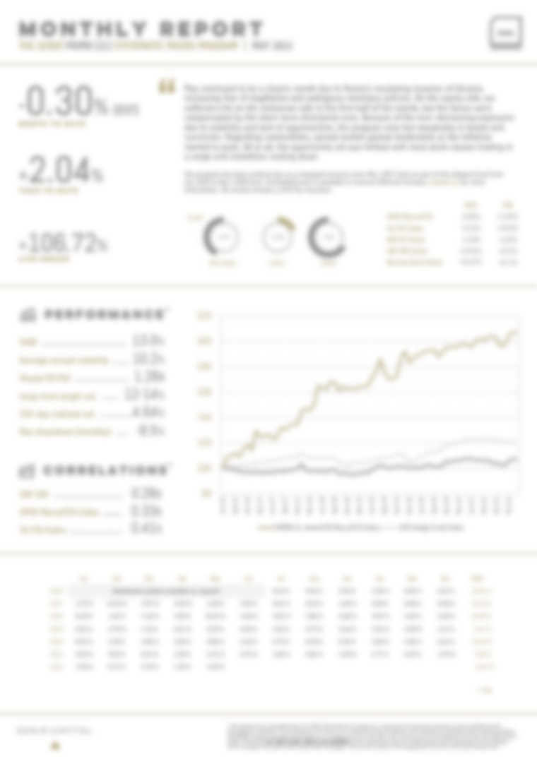 Genio Primo (2L) Systematic Macro Program -0.30% In May 2022 +2.04% YTD