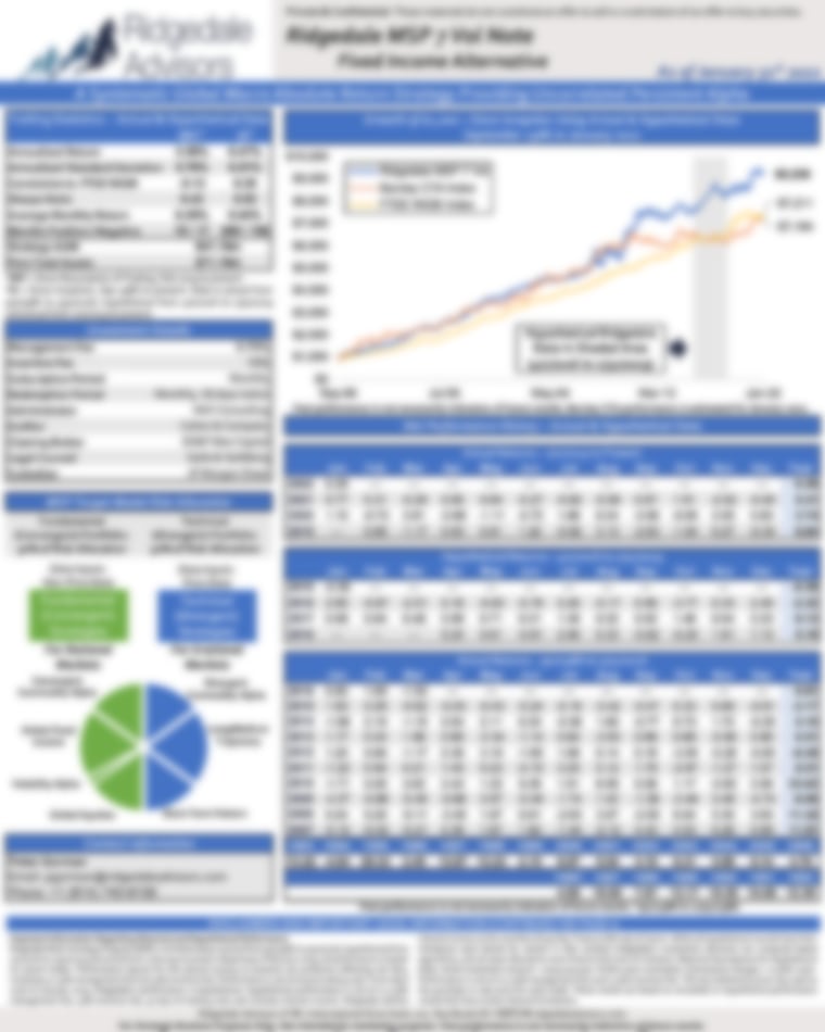 Ridgedale MSP 7 Vol Note - Performance Update January 2022