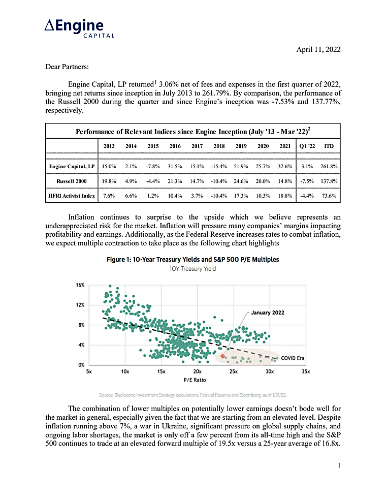 Engine Capital, LP - Q1 2022 Newsletter