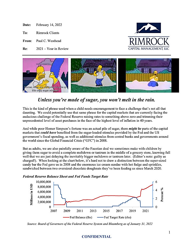 Rimrock Capital Management - 2021 Year In Review