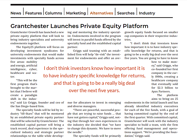 Grantchester Launches Private Equity Platform
