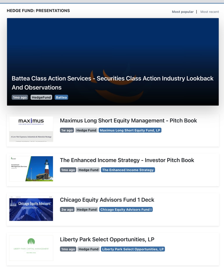 Hedge Fund Presentations
