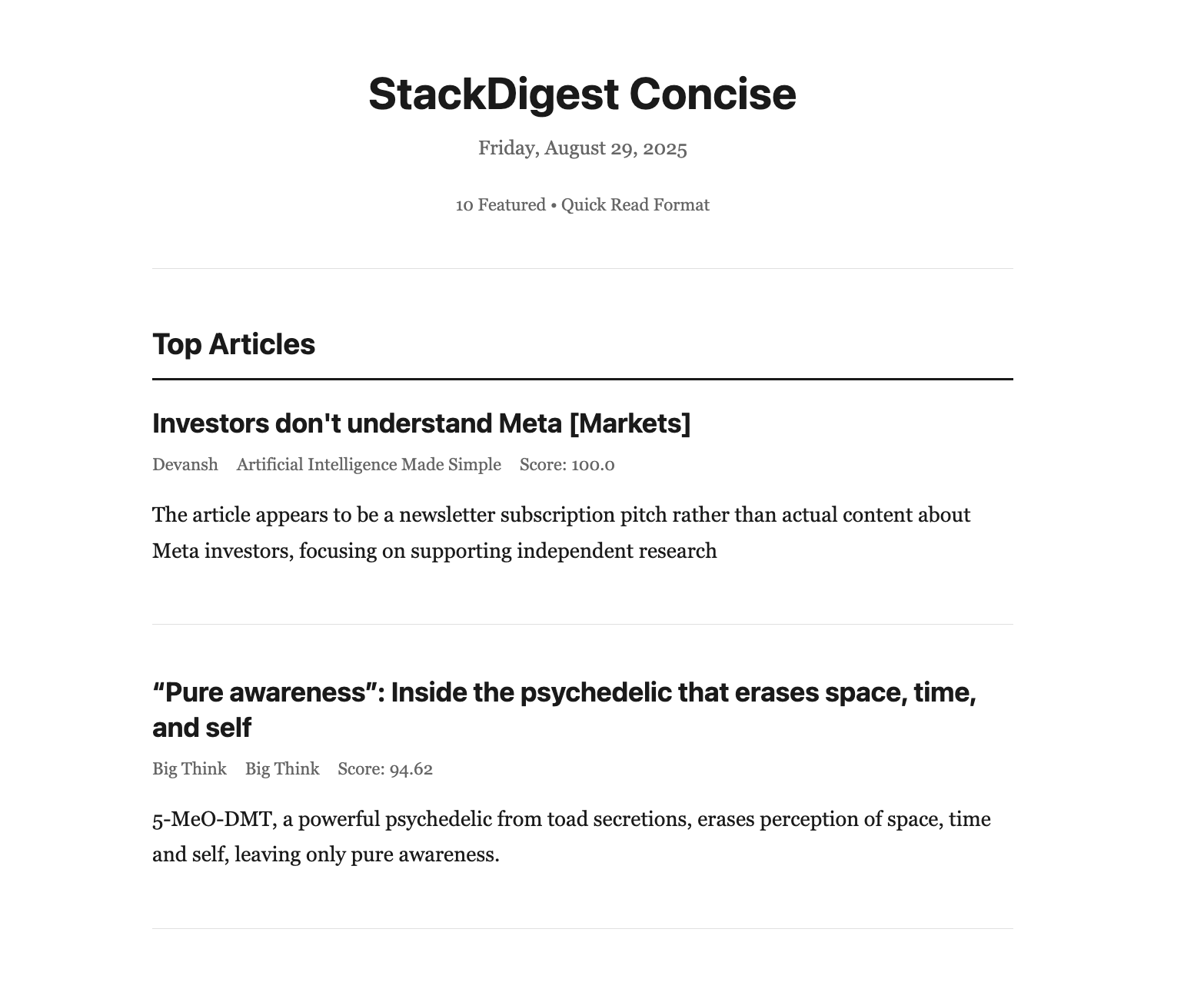 StackDigest Format Example