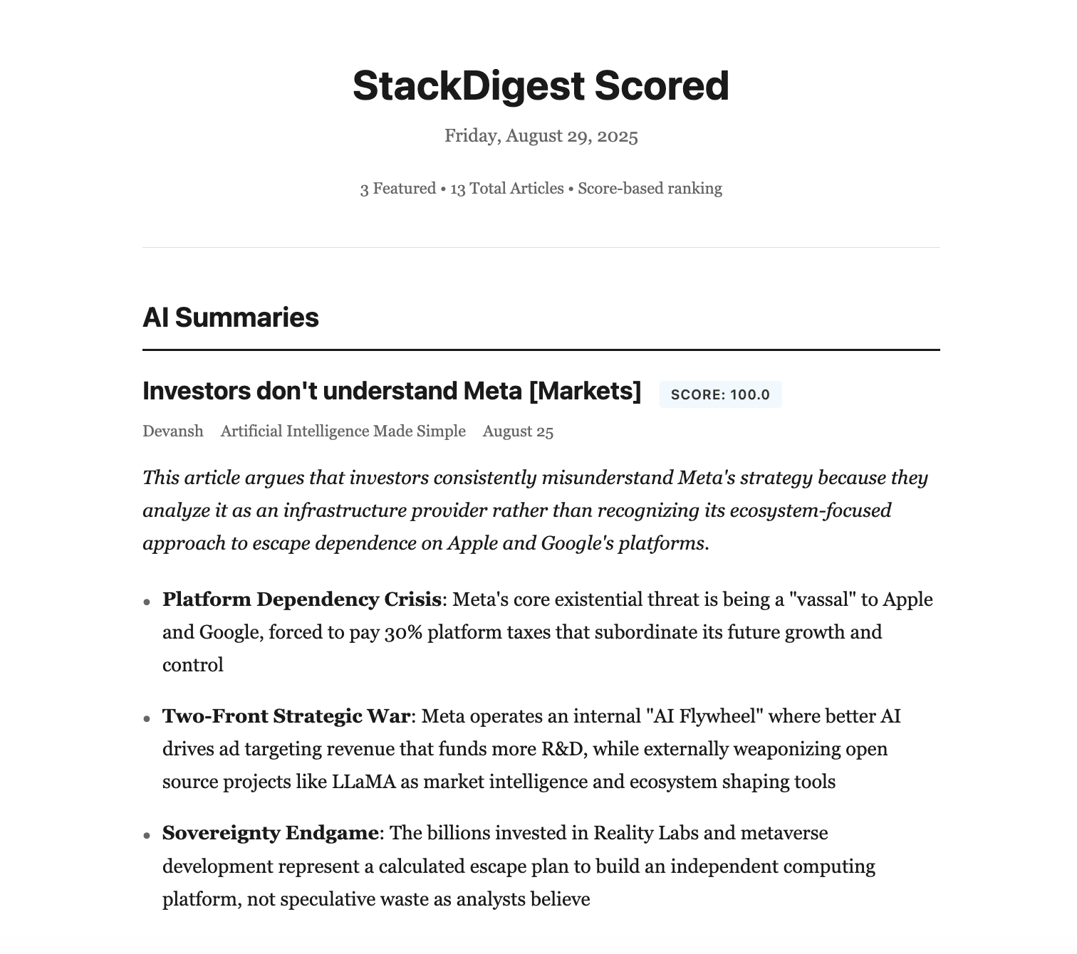 StackDigest Format Example