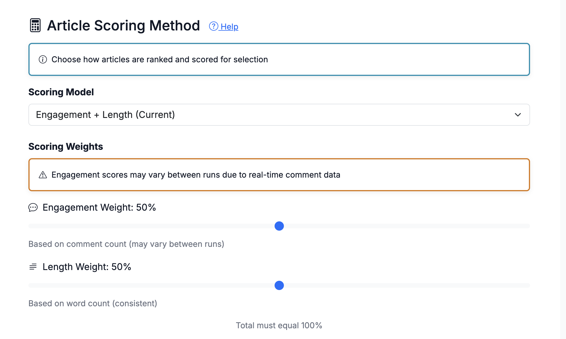 Custom Article Scoring
