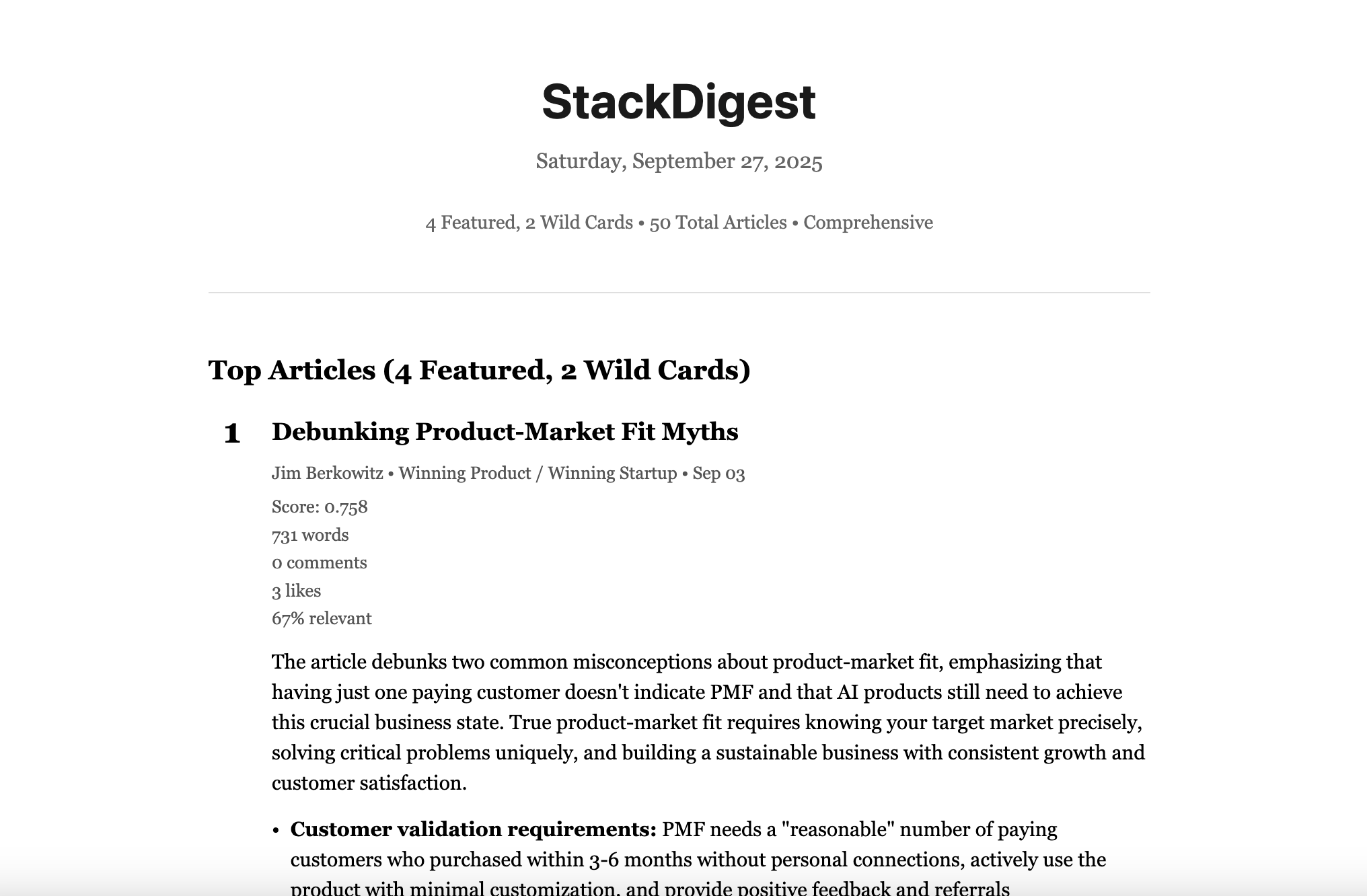 StackDigest Format Example