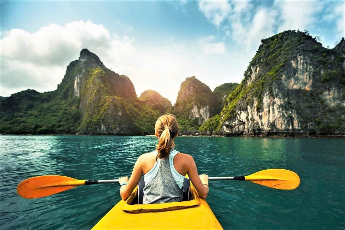 Kayaking in limestone bay