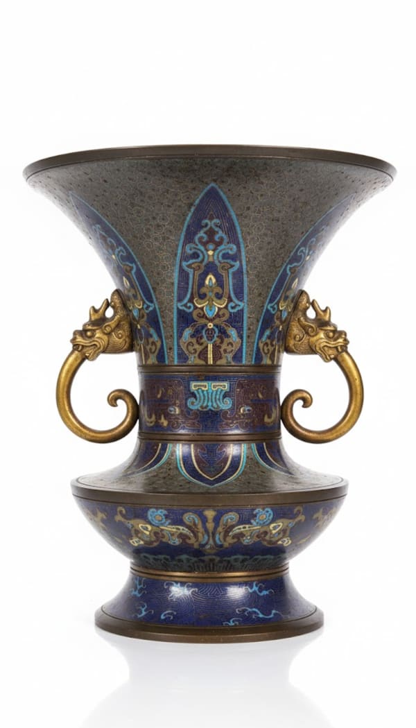 022_Chinese Cloisonne Gu-Form Vase