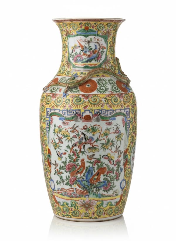 034_Chinese Famille Jaune Baluster Vase