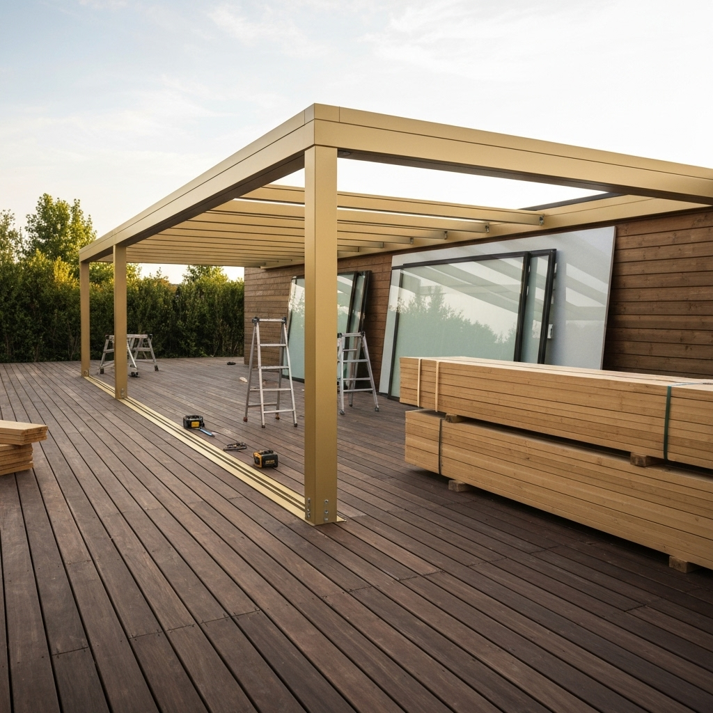 Installation d'une pergola 4x3 moderne connectée
