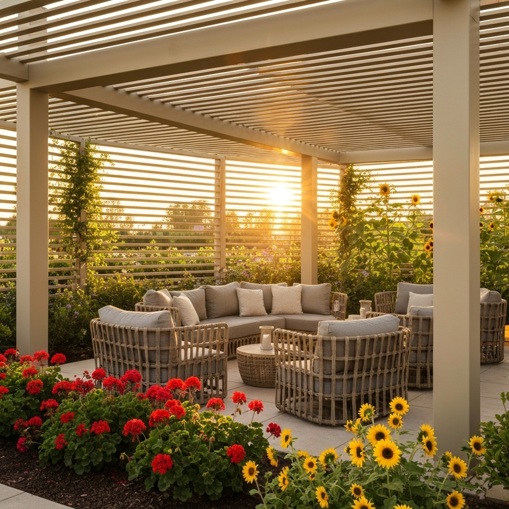 Espace détente extérieur avec pergola design
