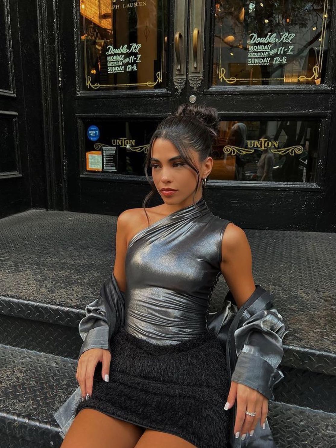 Bodysuit & Tassel Mini Skirt Set