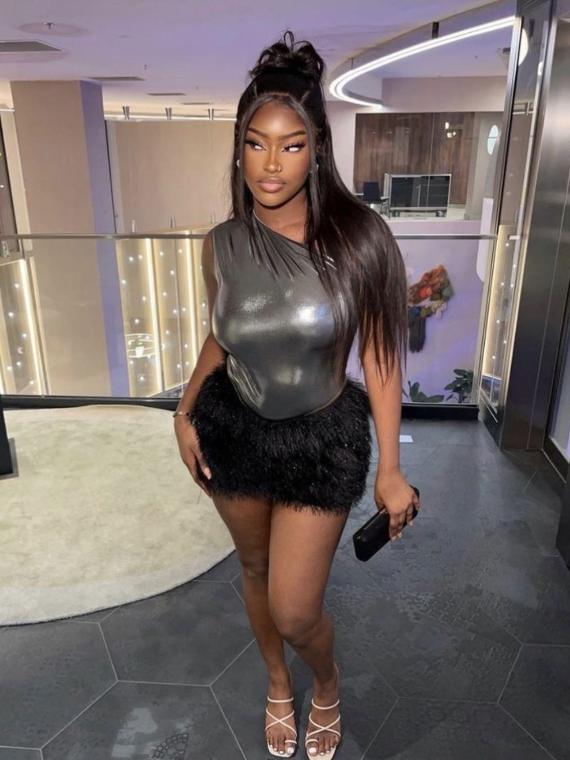 Bodysuit & Tassel Mini Skirt Set