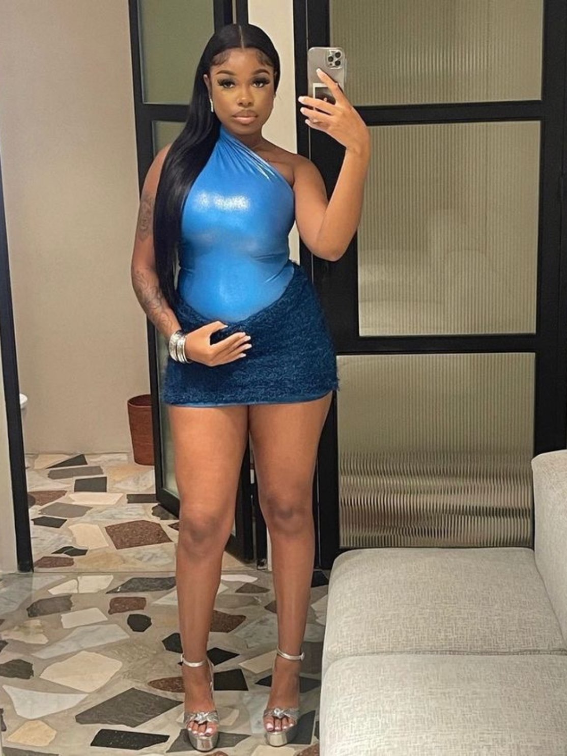 Bodysuit & Tassel Mini Skirt Set