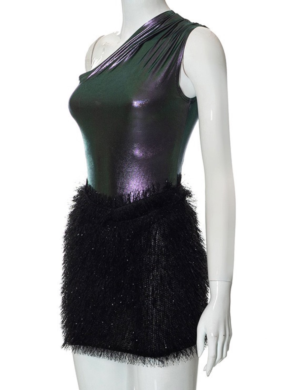 Bodysuit & Tassel Mini Skirt Set