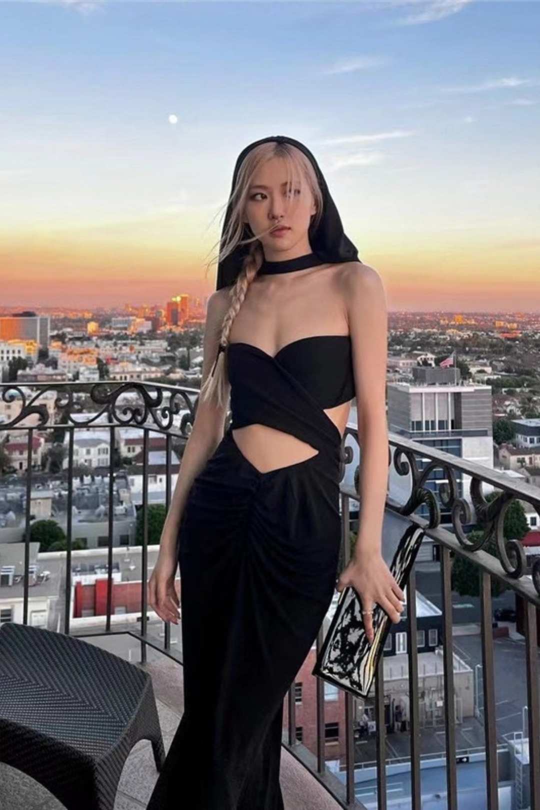 Hollow Sexy Navel-baring Hooded Slim-fit Hip-covering Bottoming Dress