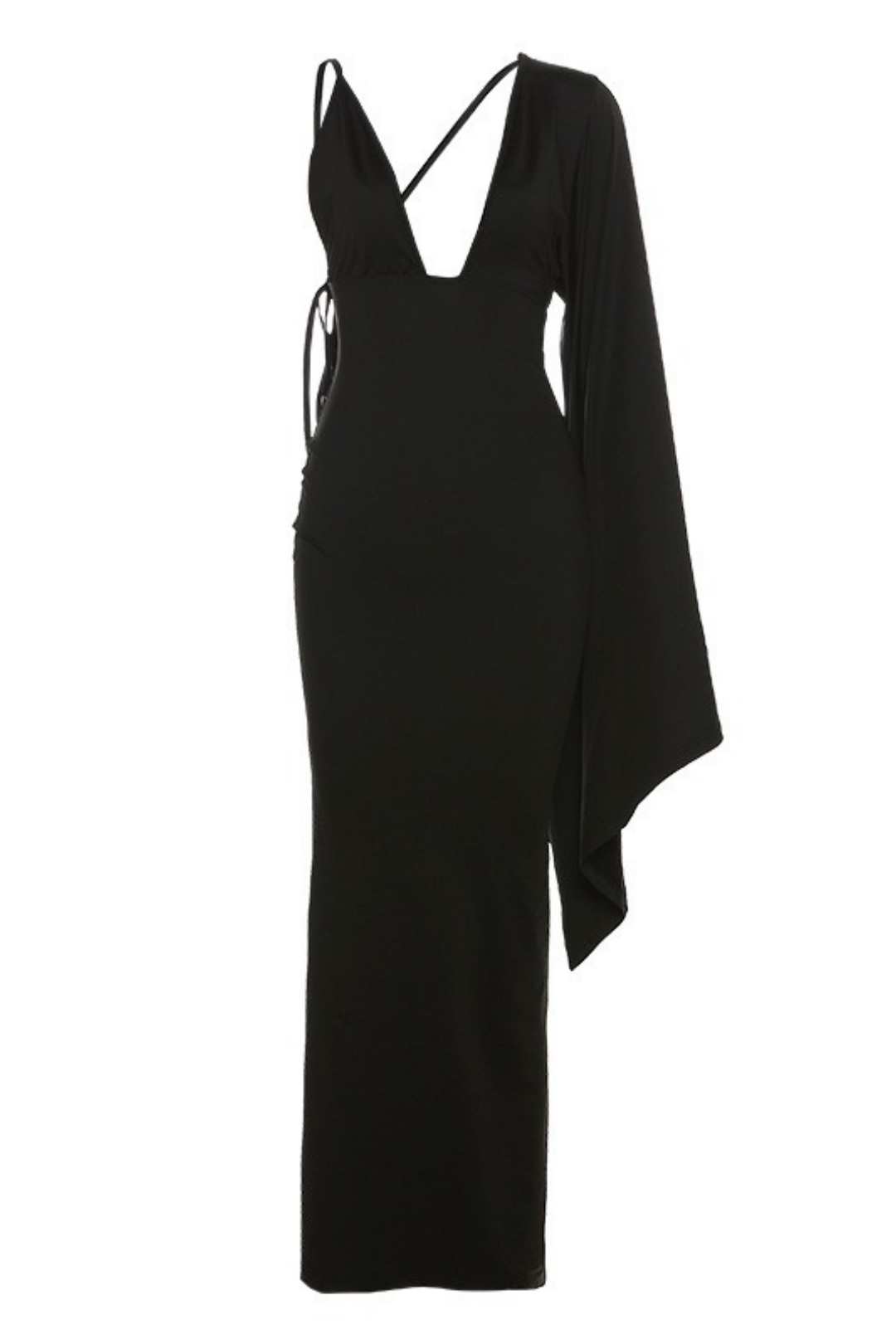 Fashion One-shoulder Sleeve Sexy Low-cut Backless Evening Dress