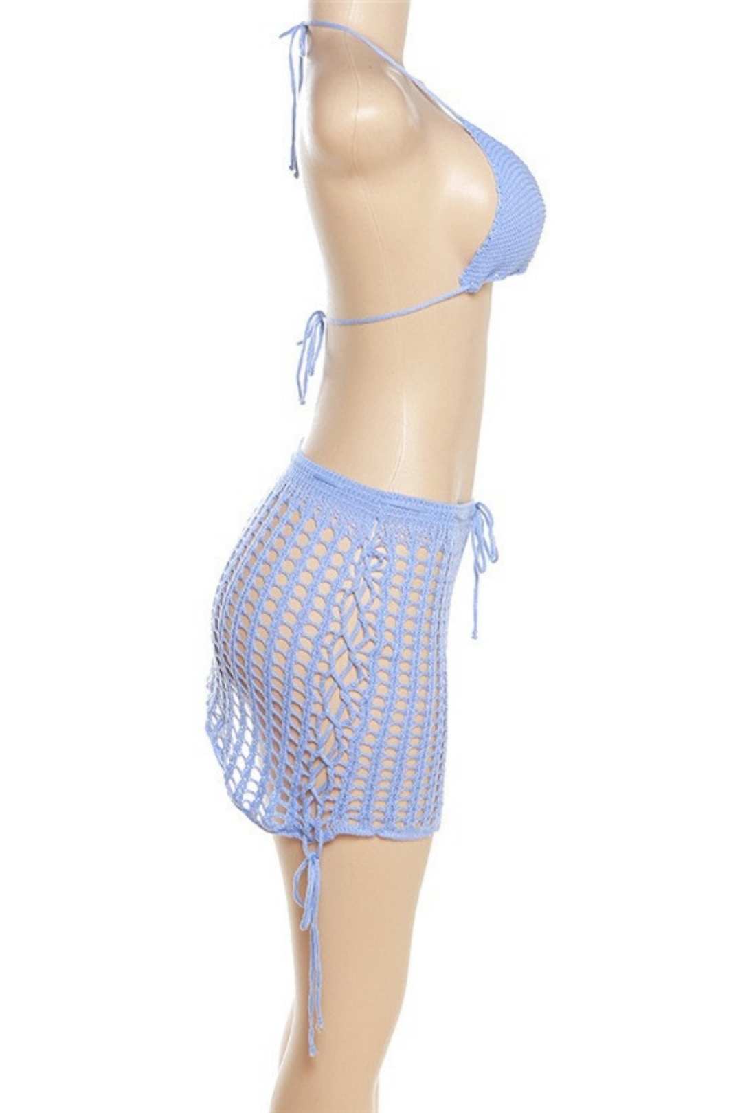 Knitted Halterneck Backless Vest Slim Hip-covering Skirt Suit