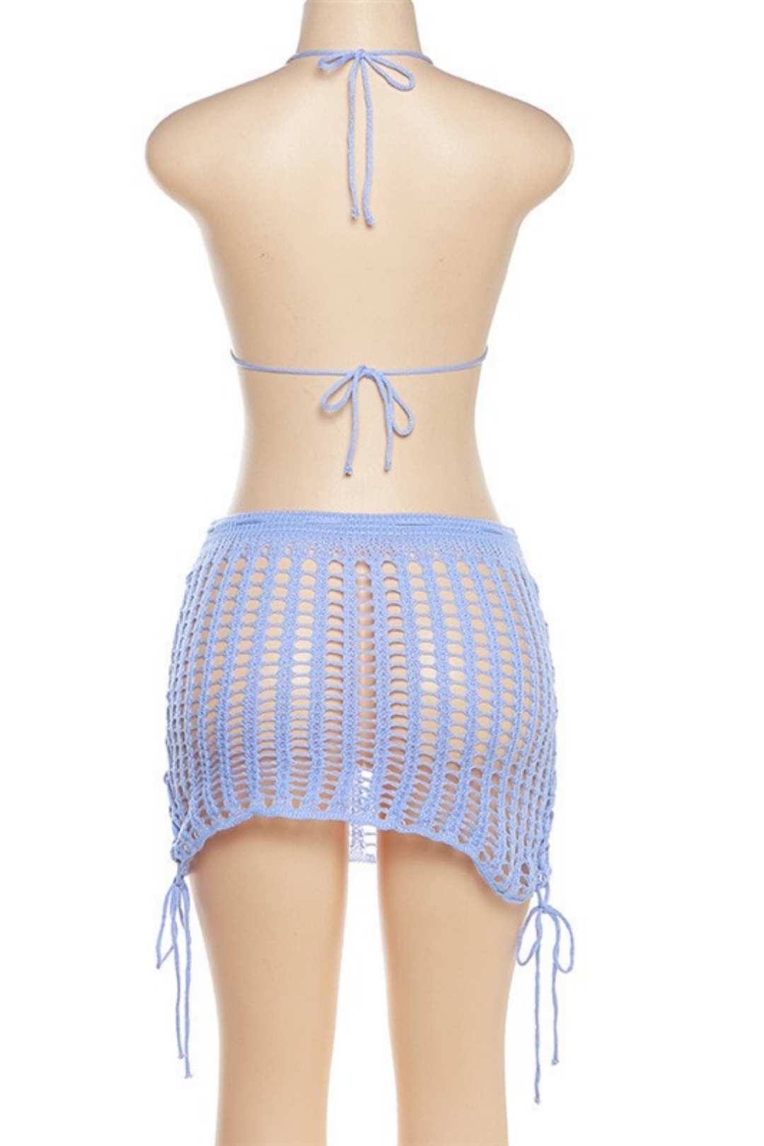 Knitted Halterneck Backless Vest Slim Hip-covering Skirt Suit