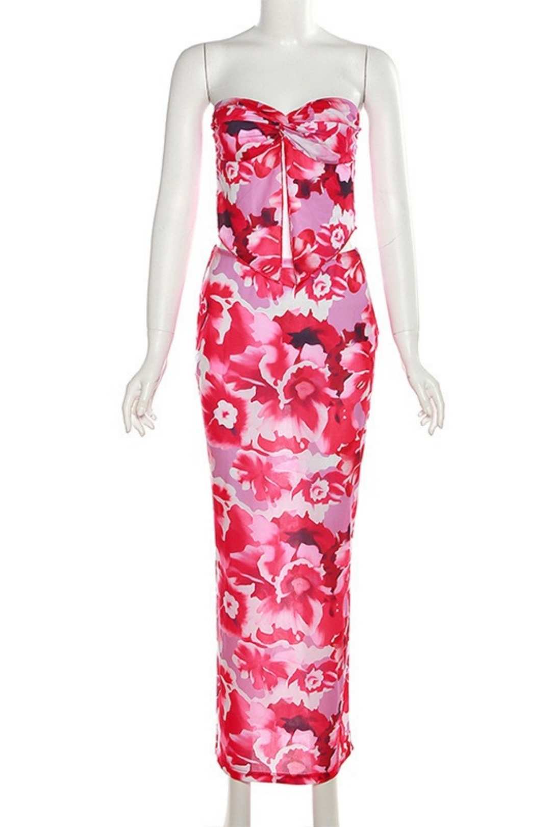 Sexy Chest-wrapped Vest Slim Hip-hugging Skirt Printed Suit