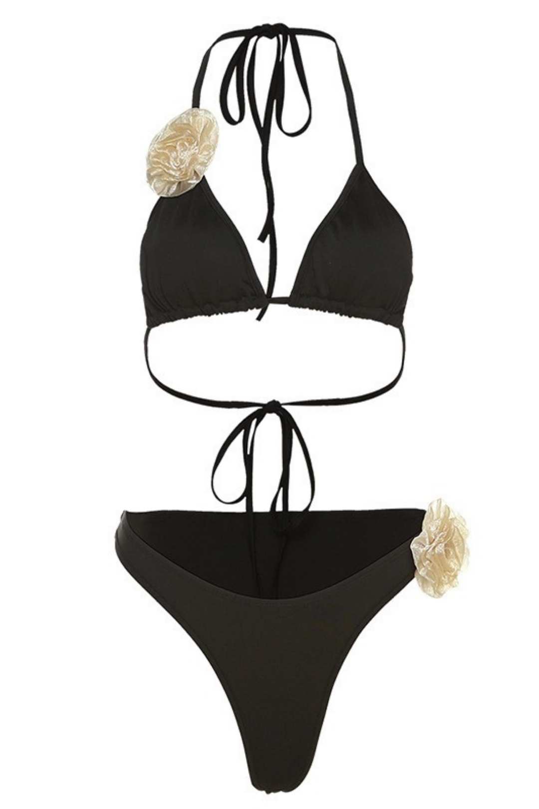 Fashionable Halterneck Vest Strap Briefs Bikini Suit