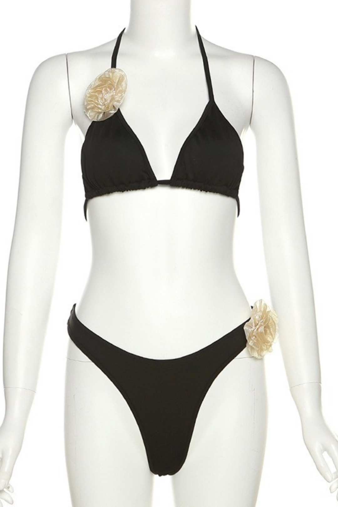 Fashionable Halterneck Vest Strap Briefs Bikini Suit