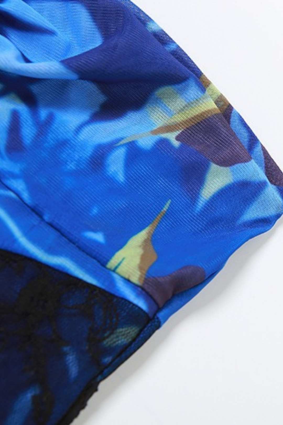 Chest-wrapped Sexy See-through Mesh Print Slit Dress