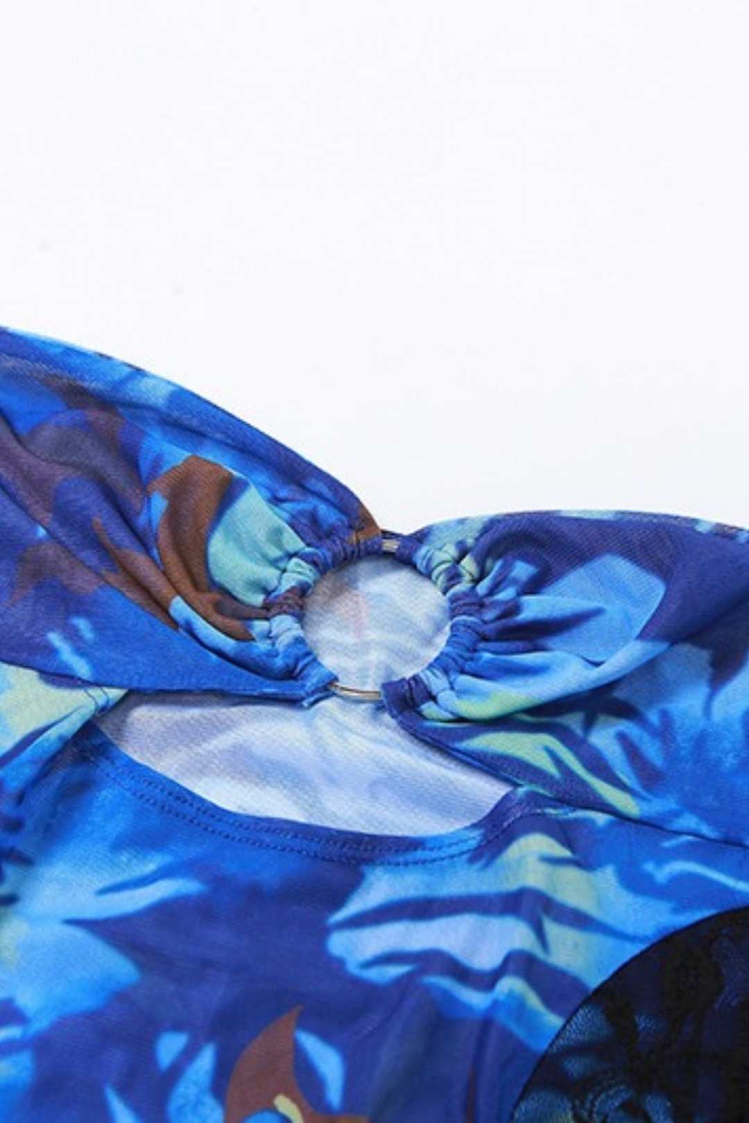 Chest-wrapped Sexy See-through Mesh Print Slit Dress