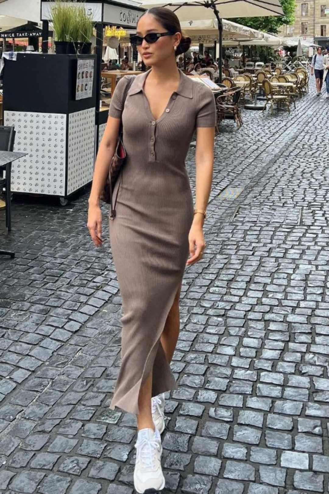 Lapel Single-breasted Slit Showing Leg Length Slim Fit Hip-covering Dress