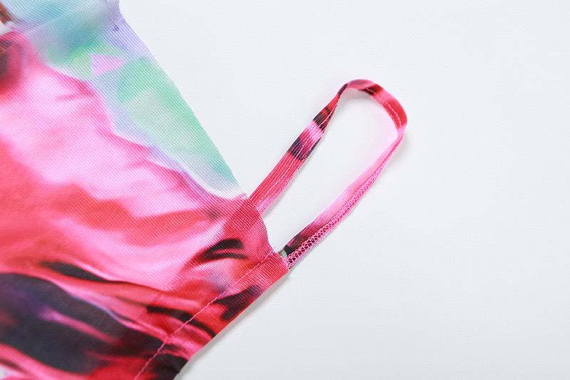 Suspenders Sexy Hollow Backless Printed Slim Fit Hip-hugging Dress