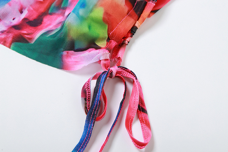 Suspenders Sexy Hollow Backless Printed Slim Fit Hip-hugging Dress