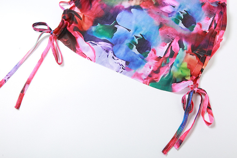 Suspenders Sexy Hollow Backless Printed Slim Fit Hip-hugging Dress