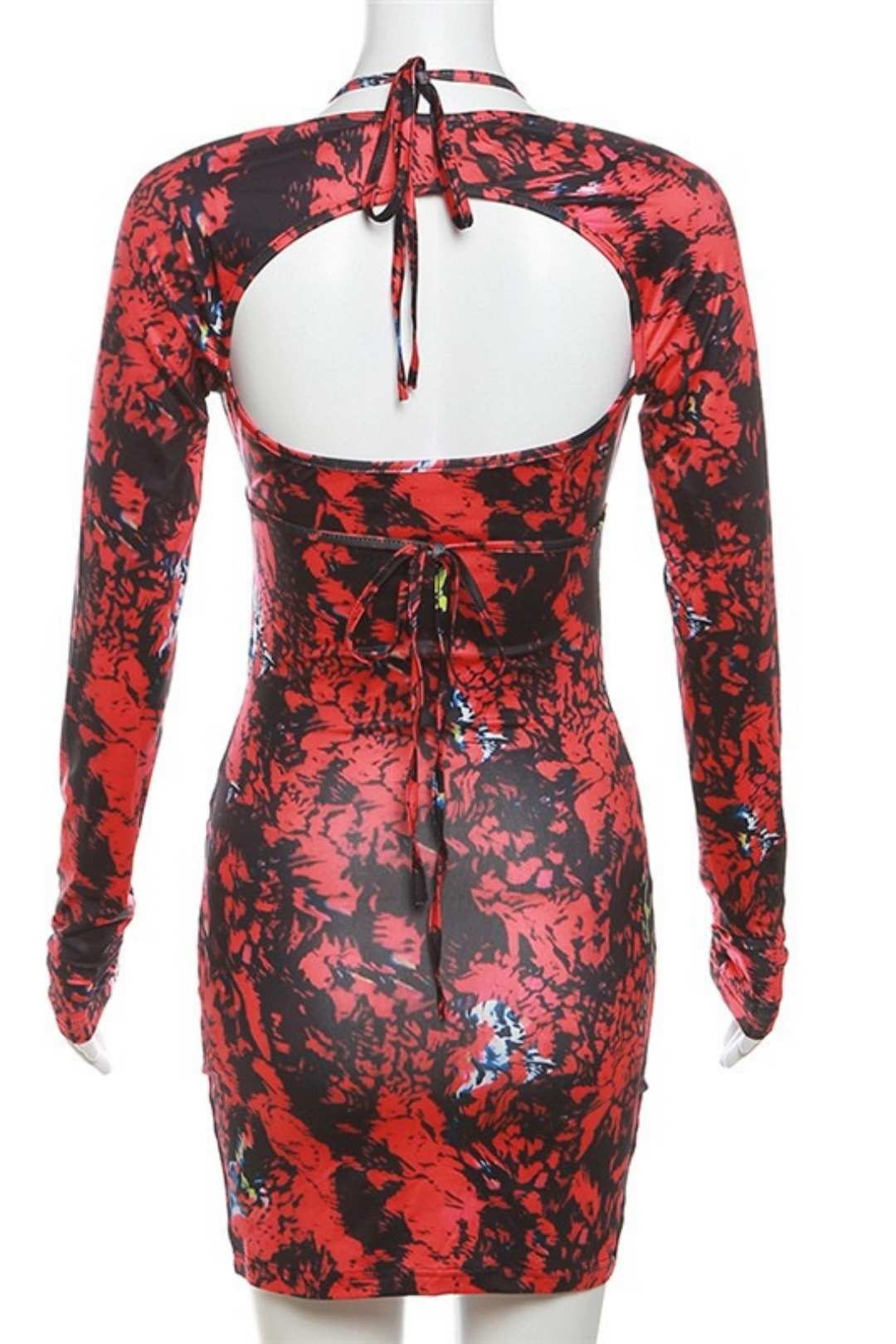 Print Sexy Hollow Slim Hip Hip Dress