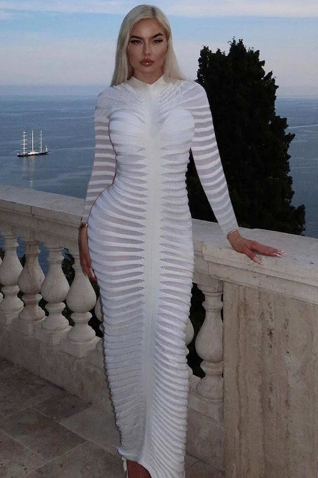 Long-sleeved Round Neck Slim Fit Hip-hugging Temperament Knitted Bottoming Dress