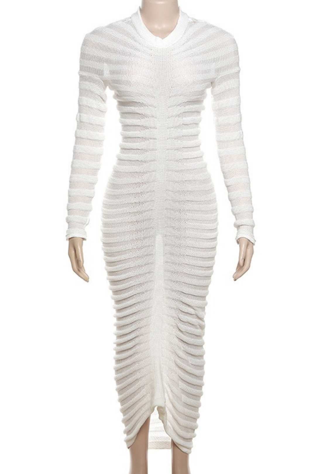 Long-sleeved Round Neck Slim Fit Hip-hugging Temperament Knitted Bottoming Dress