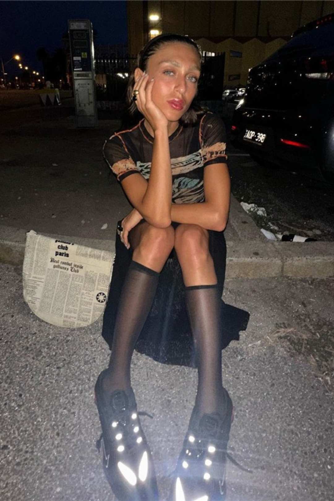 Printed Round Neck Navel-baring Bottoming Slim T-shirt