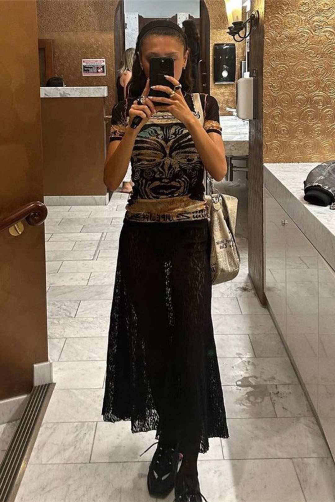 Printed Round Neck Navel-baring Bottoming Slim T-shirt