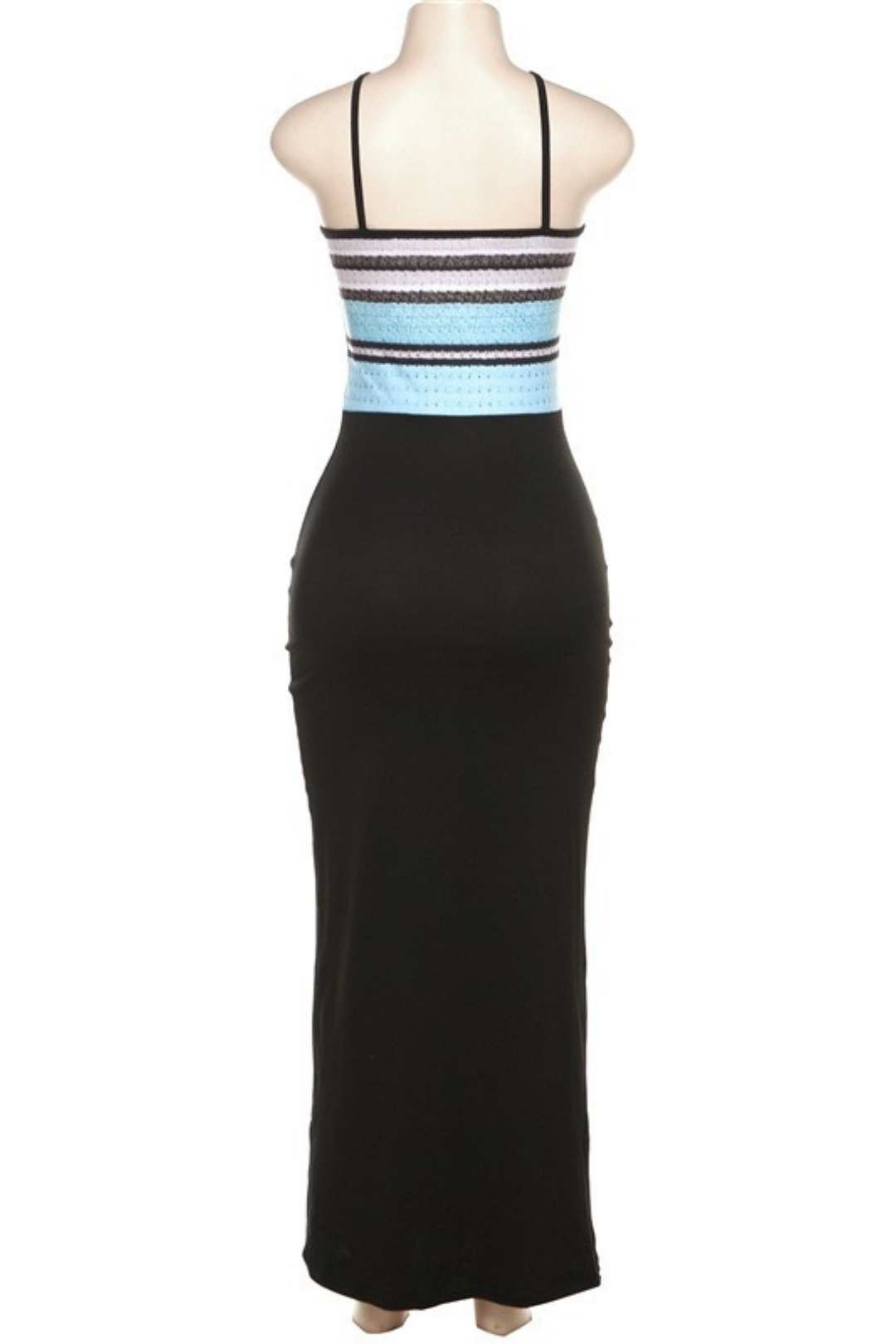 Backless Striped Contrasting Slim Fit Hip-hugging Dress