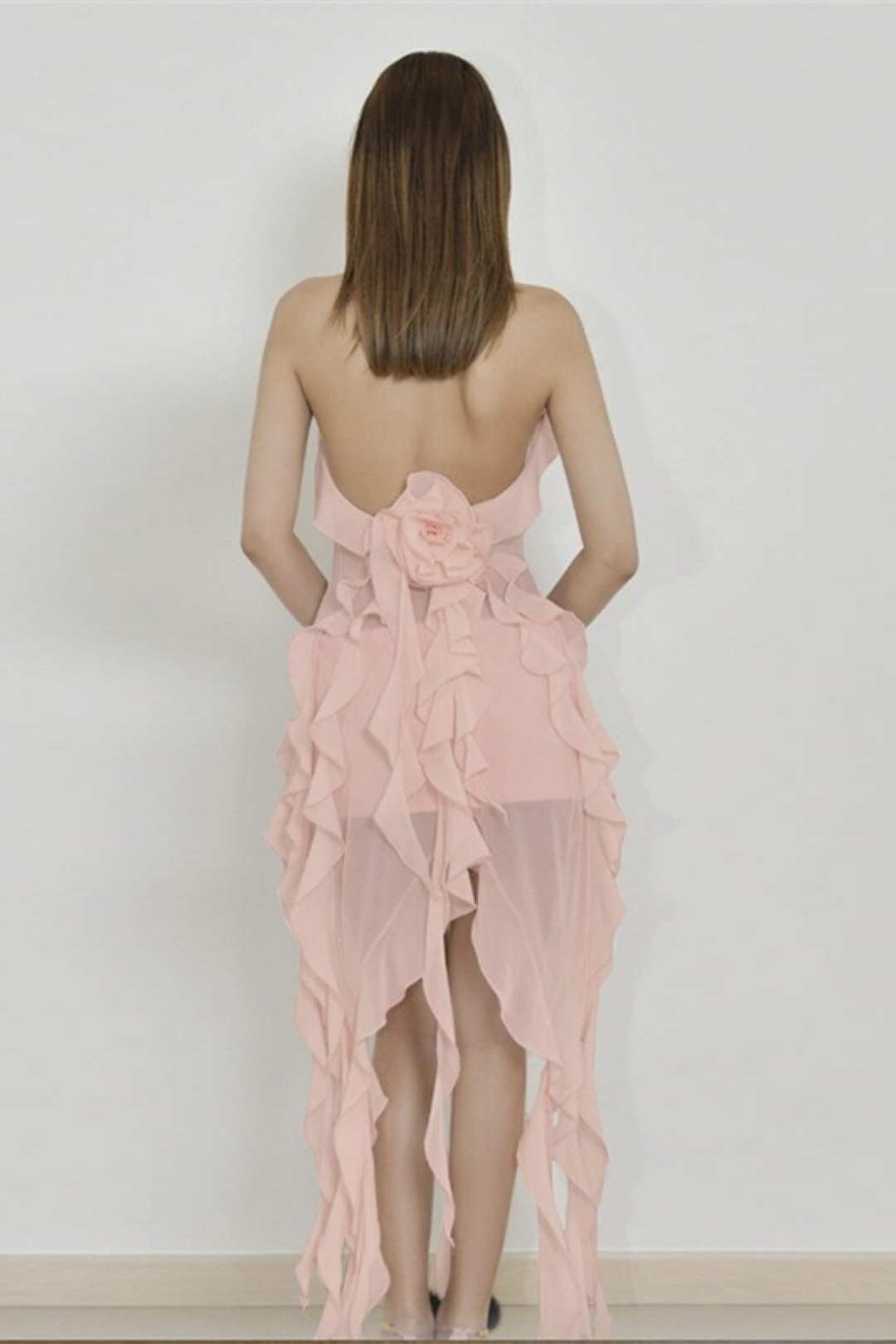 Halter Neck Sexy See-through Low-cut Backless Lace Design T-shirt