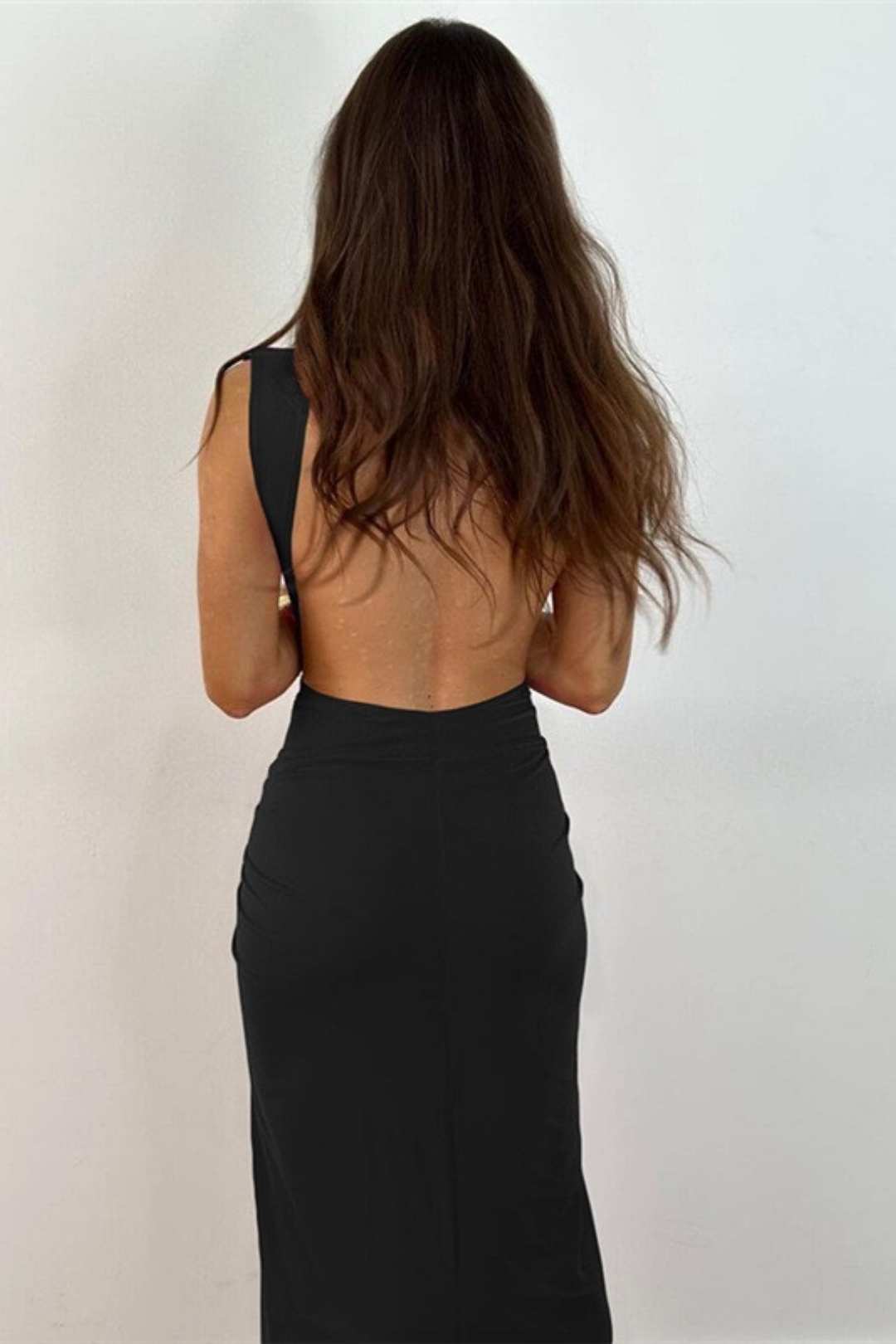Backless Sexy V-neck Leg-length Slit Dress