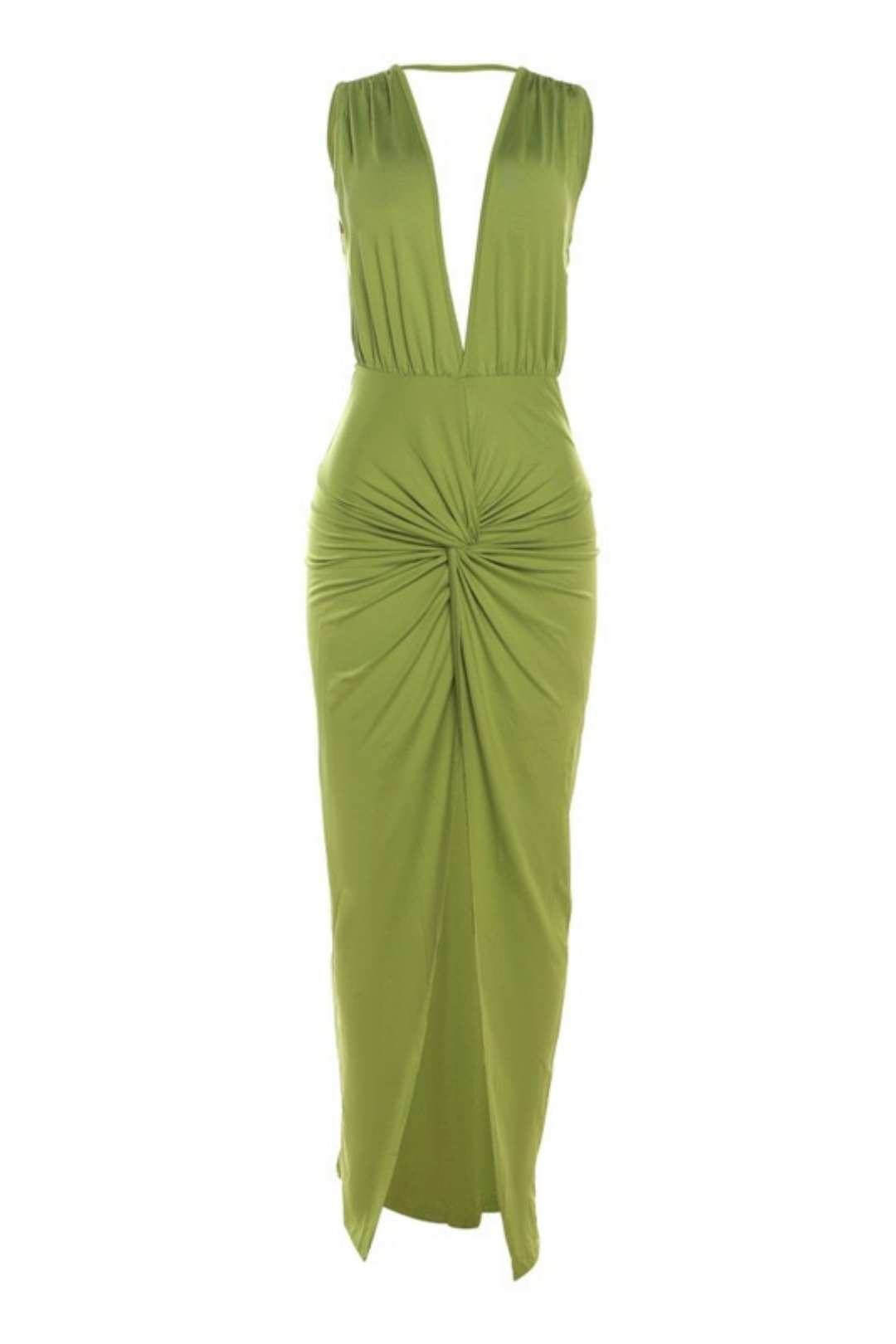 Backless Sexy V-neck Leg-length Slit Dress