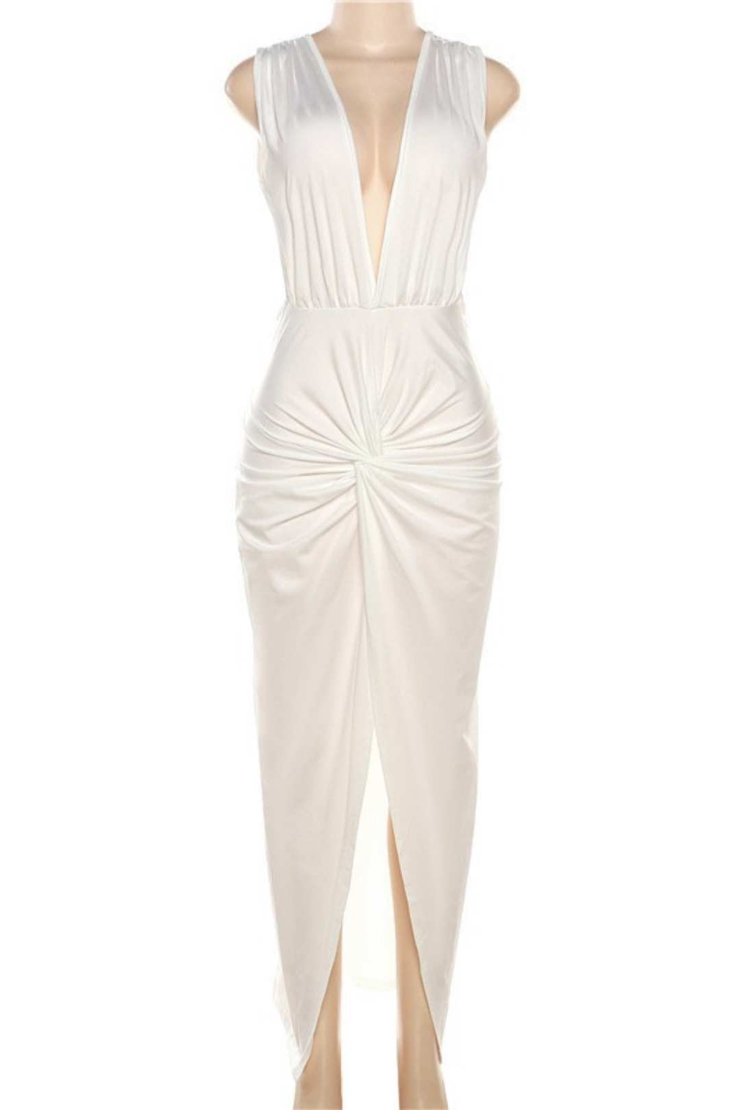 Backless Sexy V-neck Leg-length Slit Dress