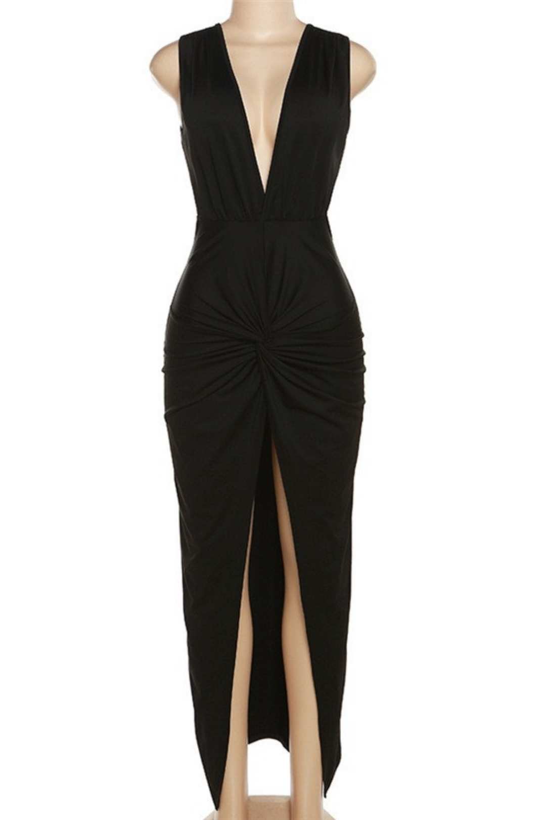 Backless Sexy V-neck Leg-length Slit Dress