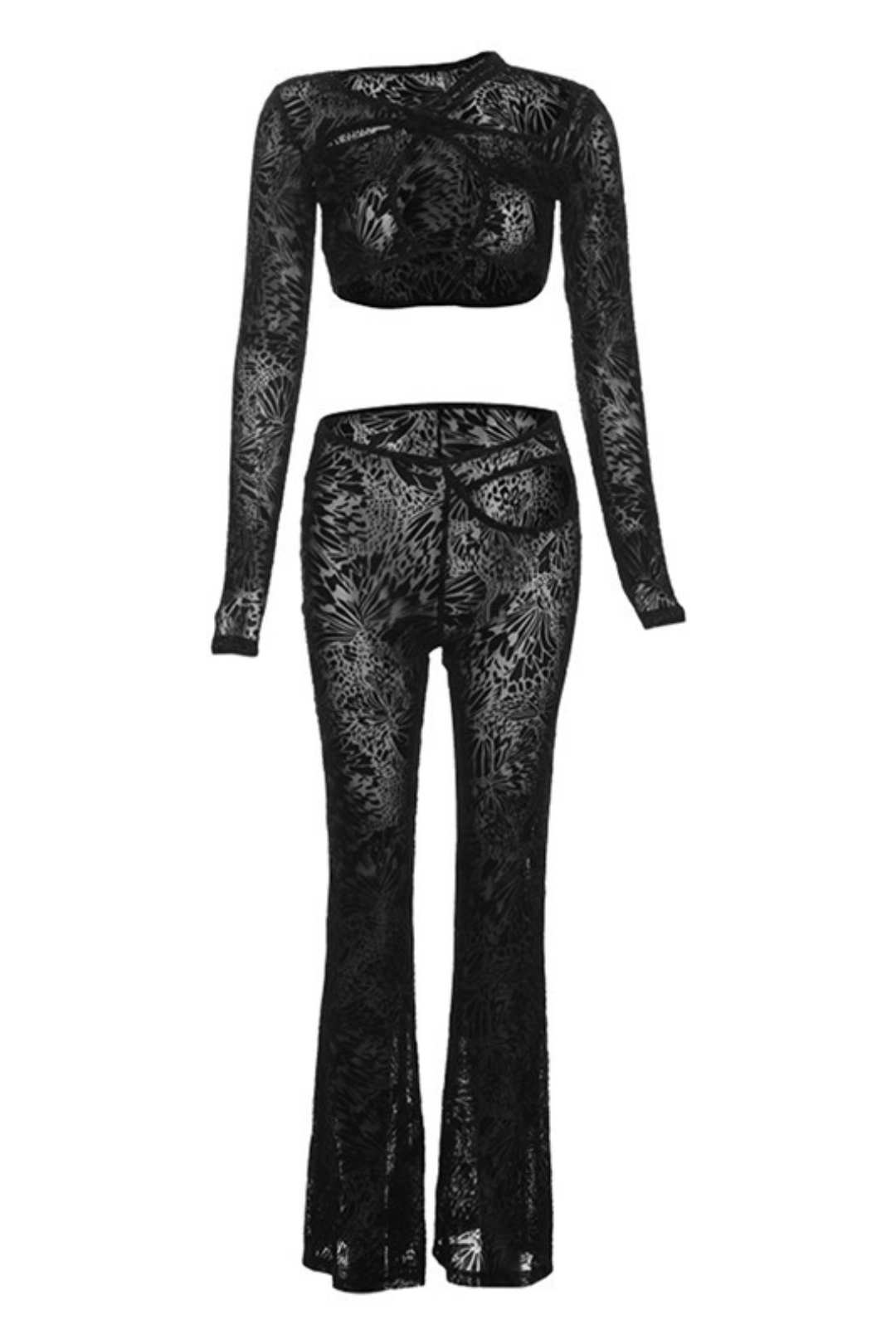 Regular Long-sleeved T-shirt Slim Fit Hollow Design Trousers Suit