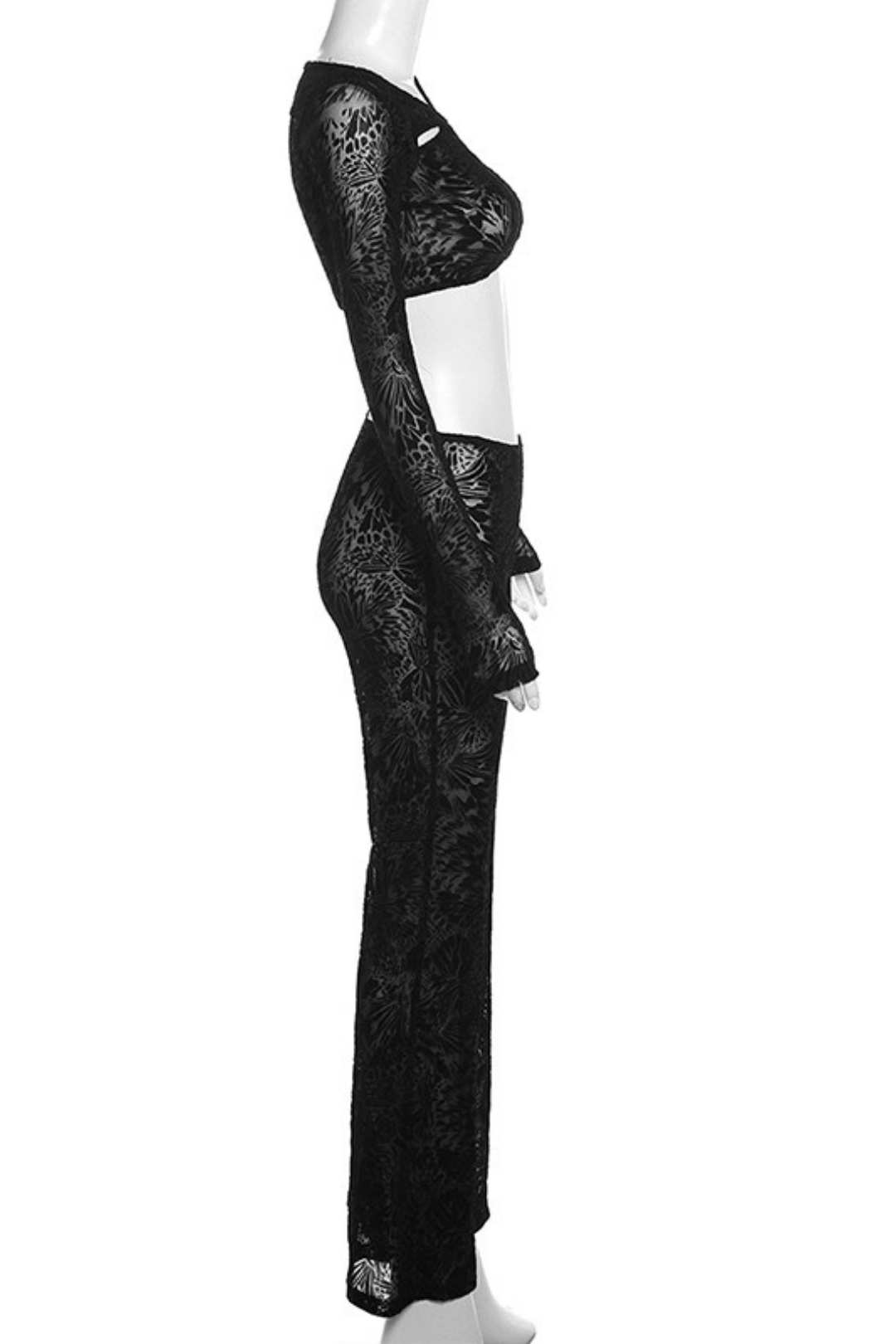 Regular Long-sleeved T-shirt Slim Fit Hollow Design Trousers Suit