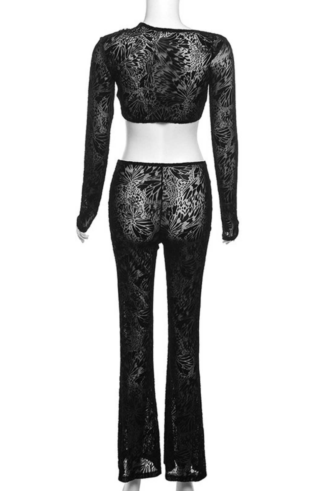 Regular Long-sleeved T-shirt Slim Fit Hollow Design Trousers Suit