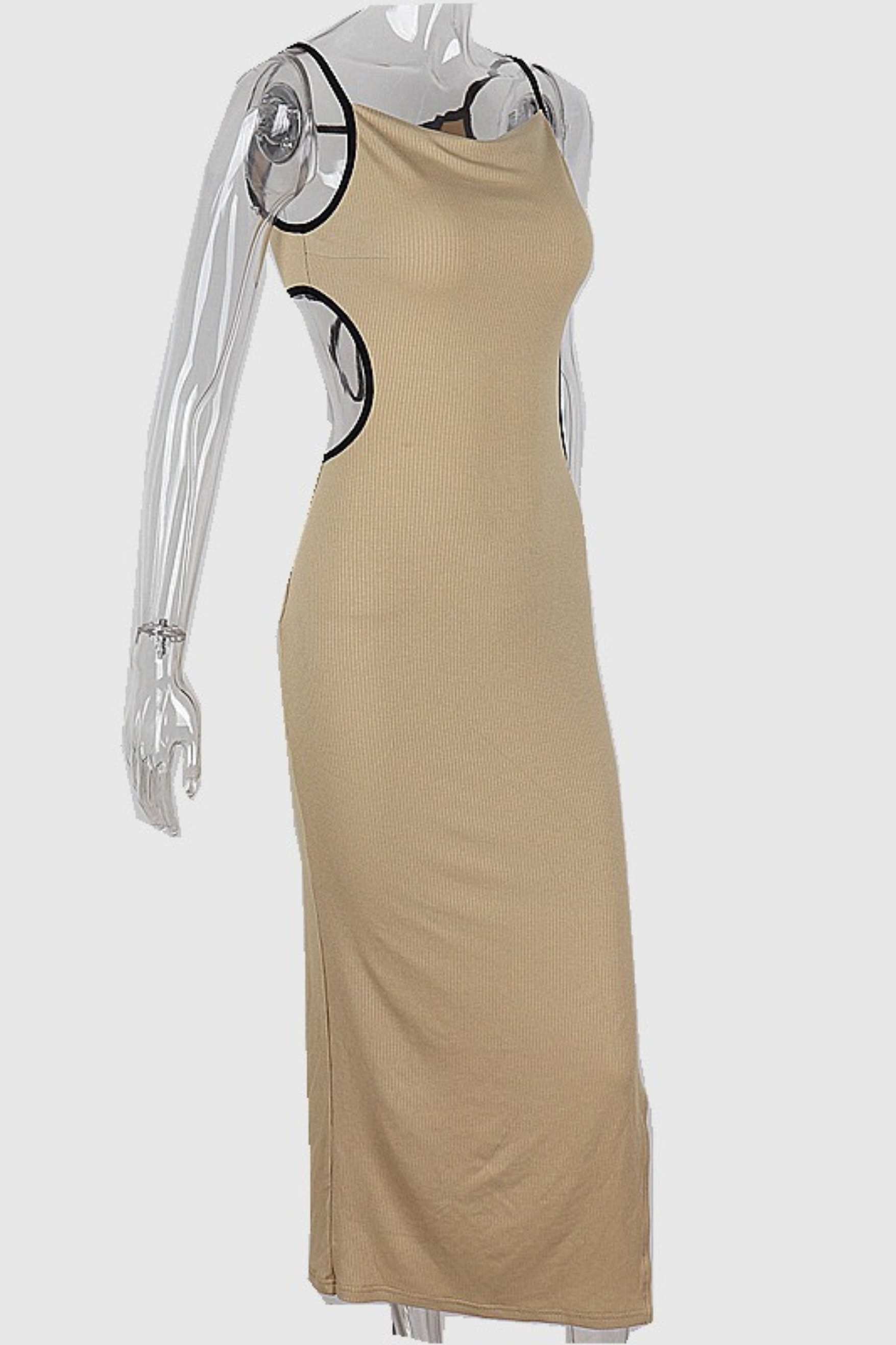 Backless Hollow Contrasting Lace-up Sleeveless