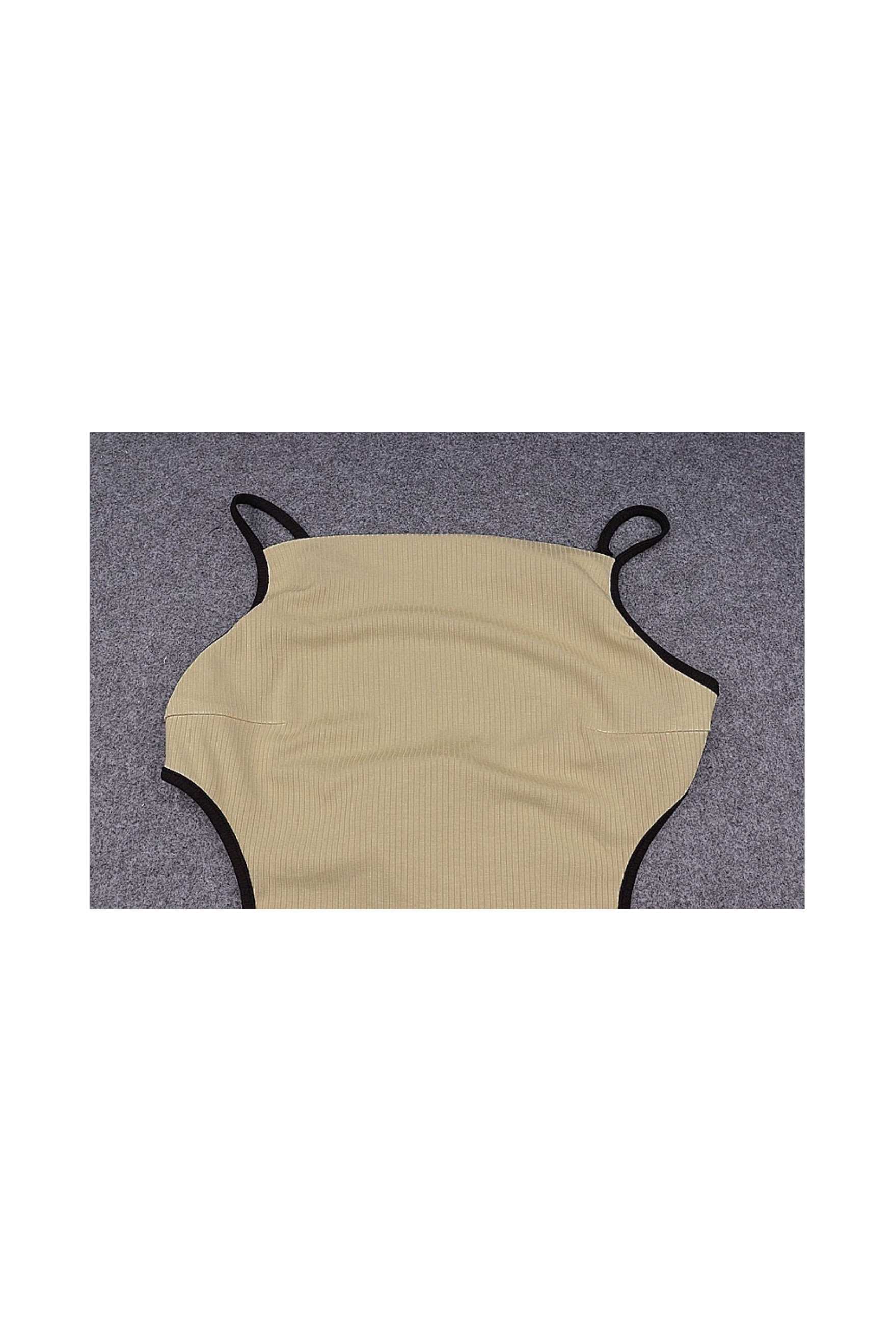 Backless Hollow Contrasting Lace-up Sleeveless